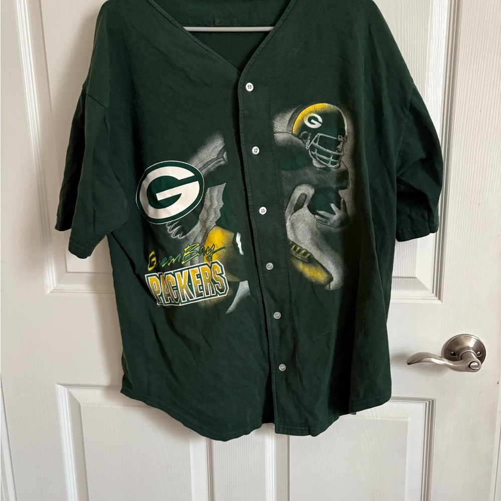 Vintage Green Bay Packers Button Up Baseball Jersey